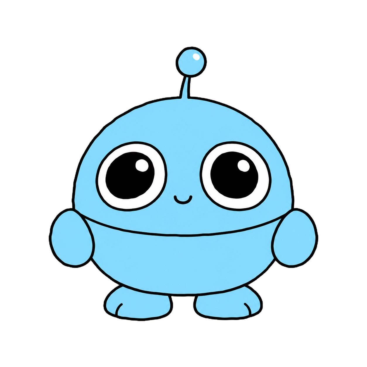 Bippy, a happy little blue doodle creature